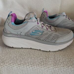 Skechers Gray and Purple Sneakers with Breathable Mesh